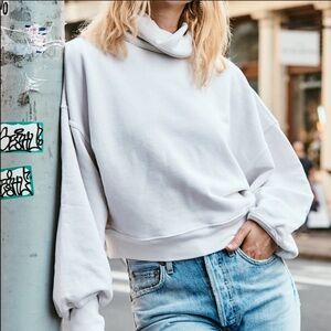 Agolde Balloon Sleeve Cowl Neck Sweatshirt White S